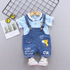 Children's overall, cartoon trousers for boys, summer polo, 0-4 years, with short sleeve