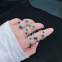 AliExpress Взрывы инкрустированные изумрудом С перекрестной обмоткой открывающееся кольцо встряхивание тона быстрая рука живые ювелирные изделия для женщин