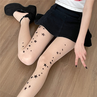 Spring and Summer Thin Arbitrary Cut Silk Stockings Spice Girls Star Printed Skin Color Women's Pantyhose
