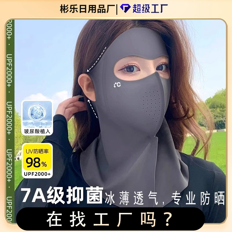 Солнцезащитная маска для лица, полная защита от ультрафиолета для мужчин и женщин, летняя маска из ледяного шелка, дышащий солнцезащитный козырек, защита шеи встроена