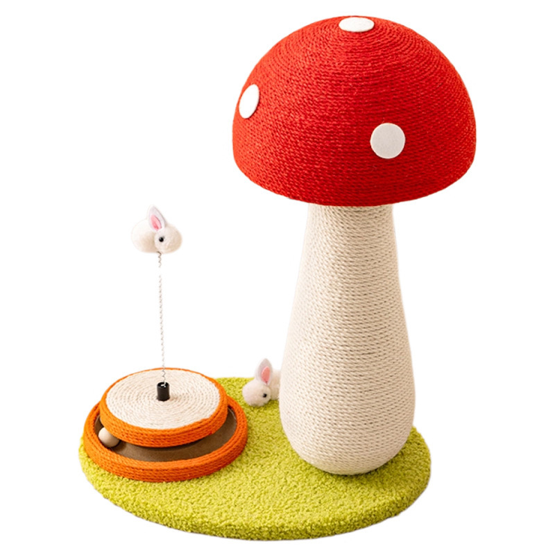 hongos rojos para gatos agarrar tablero de espada resistente a rascar no se cae más tamaño vertical gato agarrar columna gatos rasgar cuerda de cáñamo garra de molienda juguete