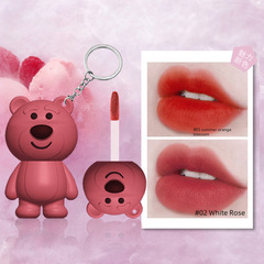 COCO ZHEKUN小熊鑰匙扣唇泥啞光顯白自然霧面唇釉學生口紅批發