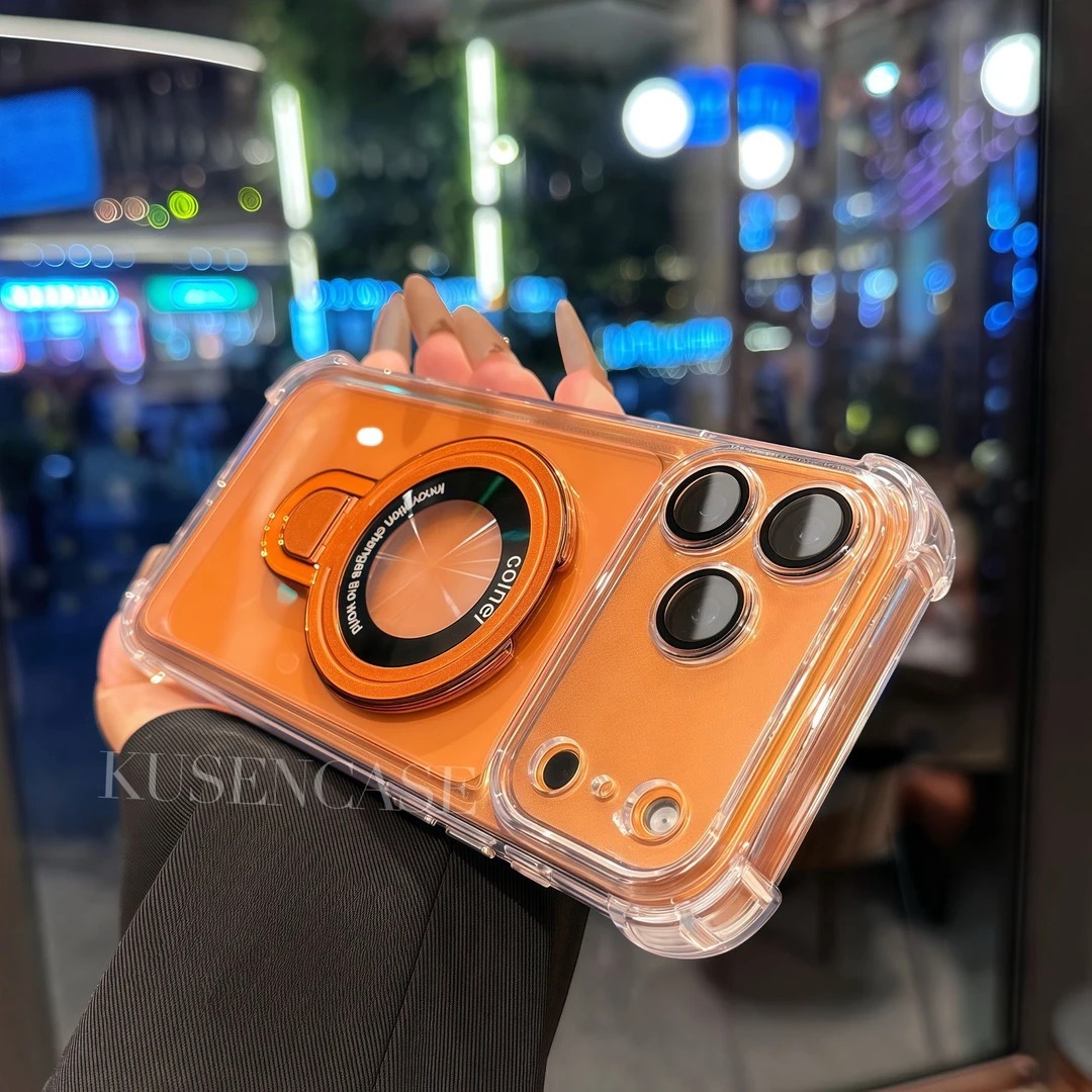 Punto de apoyo creativo excelente soporte de escudo para Apple 17PRO caso de teléfono celular galvanizado cuatro esquinas a prueba de caídas iPhone 16 caso suave