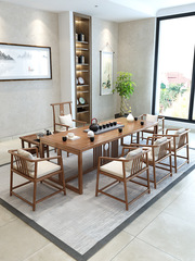 實木茶桌現代簡約功夫茶台接待泡茶桌椅組合新中式禪意辦公室書桌