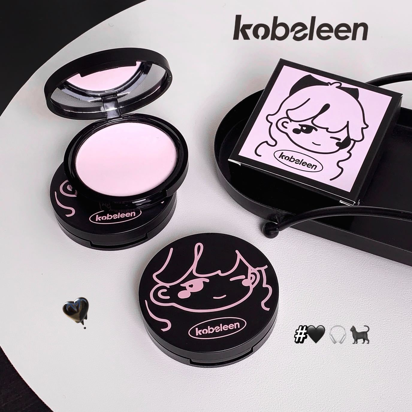 kobeleen霧面少女定妝粉餅防水防汗透亮自然不卡粉霧感蜜粉餅