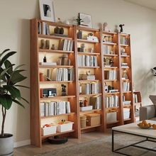 加高实木书架绘本轻奢沙发房间置物架书柜一体靠墙柜子卧室格子