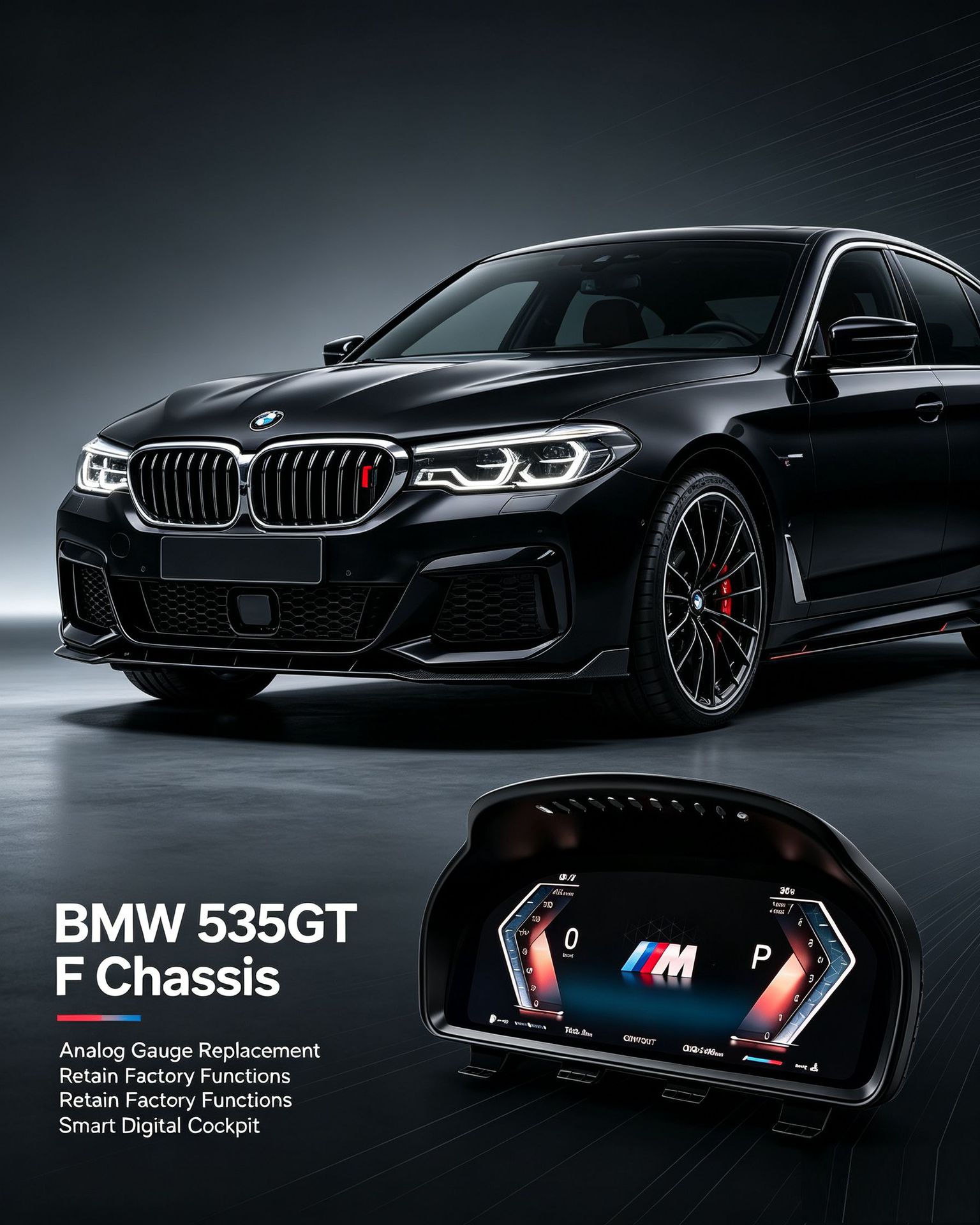 Compatible with BMW F chassis 5 Series, 6 Series, 7 Series, X3, X4, X5, X6, non-destructive modification to M Sport full LCD instrument panel