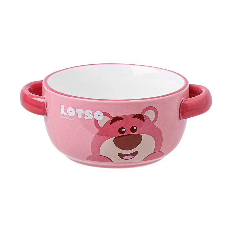 Disney nuevo tazón infantil de cerámica de dos oídos para comer arroz especial para bebés desayuno huevo al vapor tazón ensalada tazón doméstico