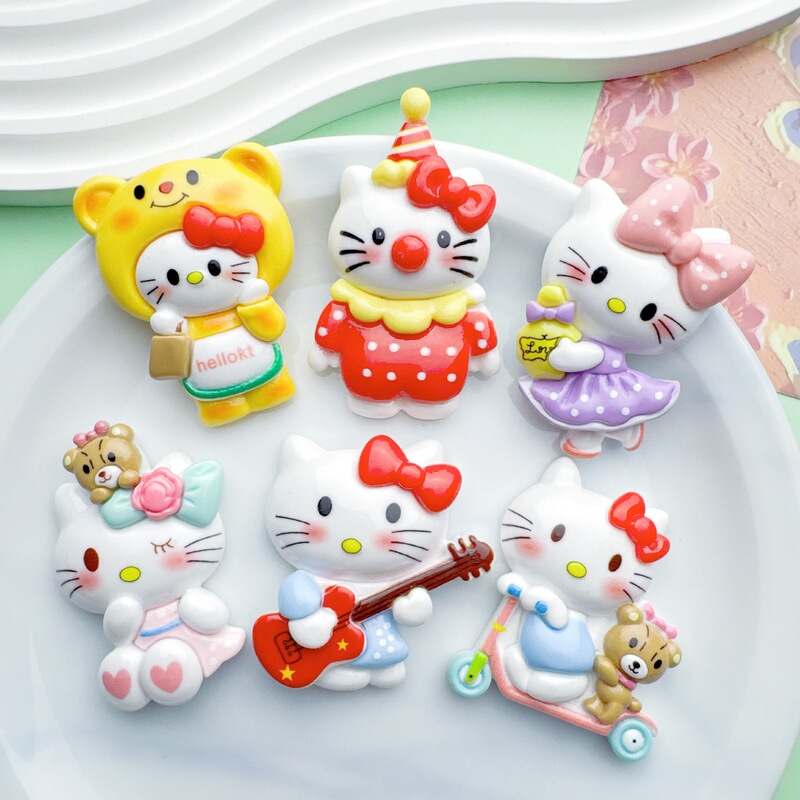 Resin accessories big card cute KT cat cartoon bright diy handmade hairpin head rope hole shoes cream glue material