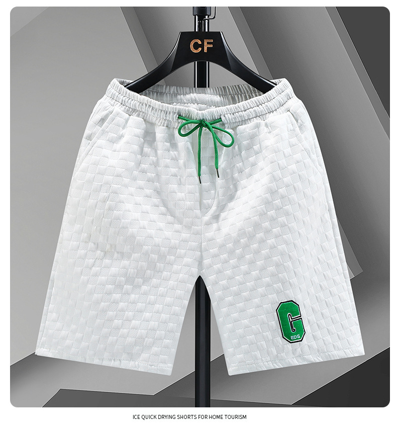 Short d'été pour couple, grand short tendance, pantalon de plage en soie glacée pour hommes, capris tricoté respirant, nouvelle collection 2023_voghion.com