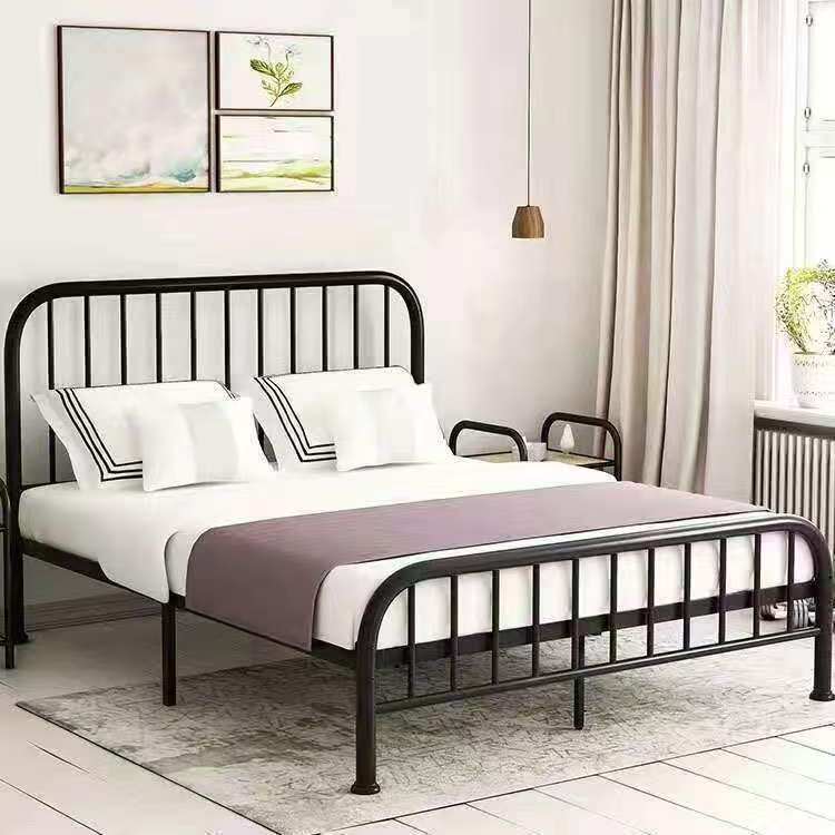 European-Style Wrought Iron Bed, Double Bed, Single Bed, 1.68m Iron Frame Beds, Dormitory Modern Minimalist Trendy Bed, Wholesale Iron Bed