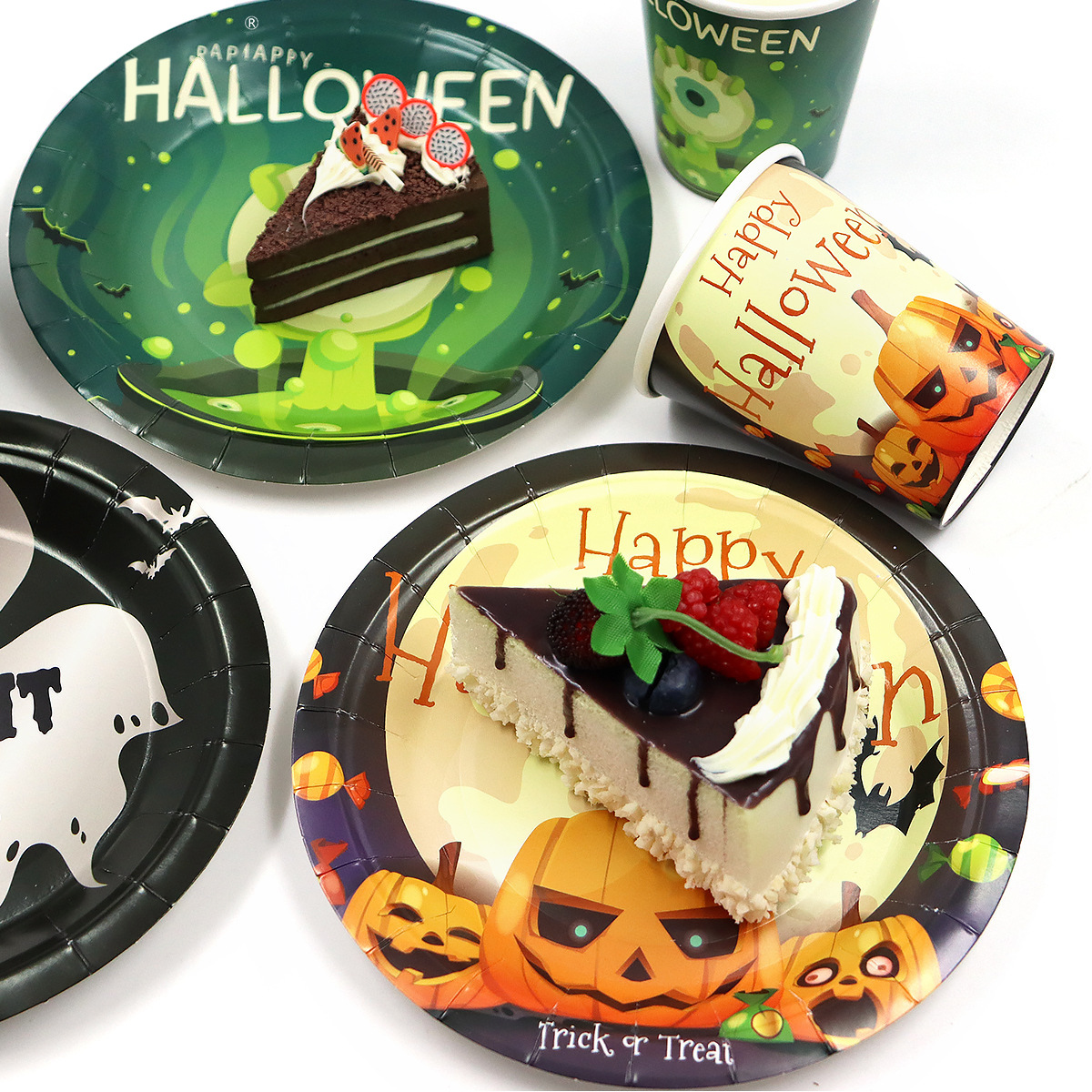 New Halloween party tableware set holiday decoration tablecloth paper plate cup paper towel decoration_voghion.com