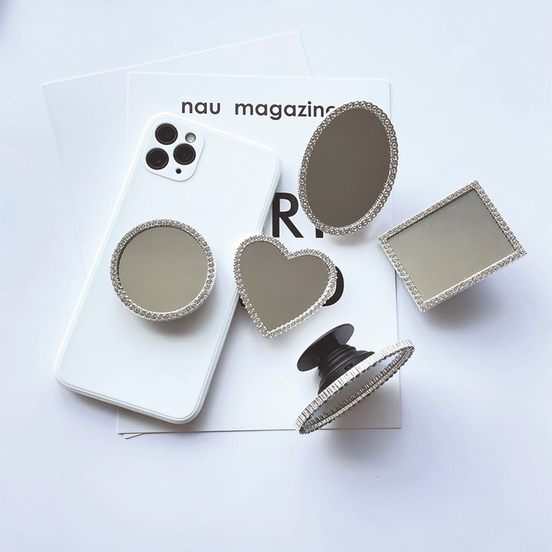 20g Weight Mobile Phone Universal Applicable Brands Airbag Bracket Classification Acrylic, Mirror Material Round, Oval, Heart Shape Pattern Classic Style Style Round Oval Heart Shape Acrylic Mirror Classic Style Mobile Phone Universal Airbag Bracket 2