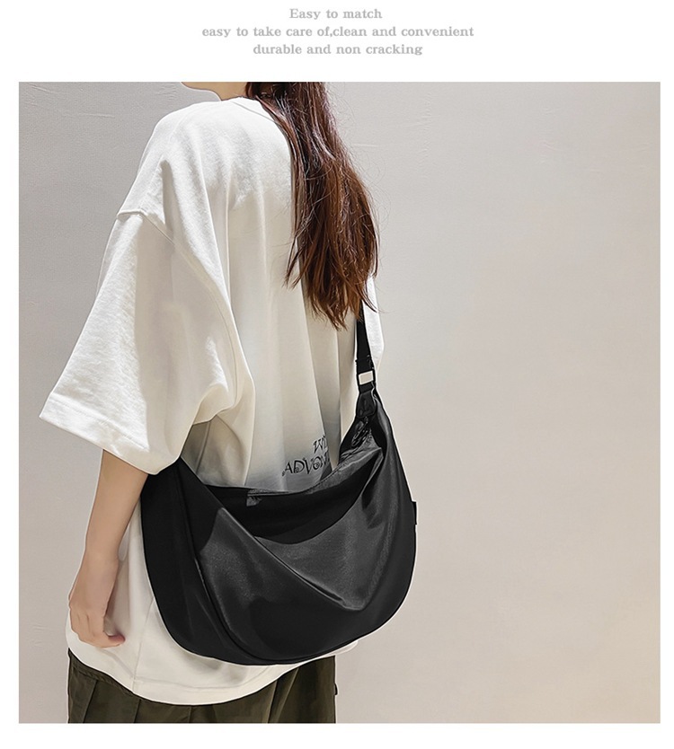 ins Simple nylon fabric crossbody bag for women 2023 new Korean style fashionable single-shoulder dumpling bag for students, trendy single-shoulder bag undefined