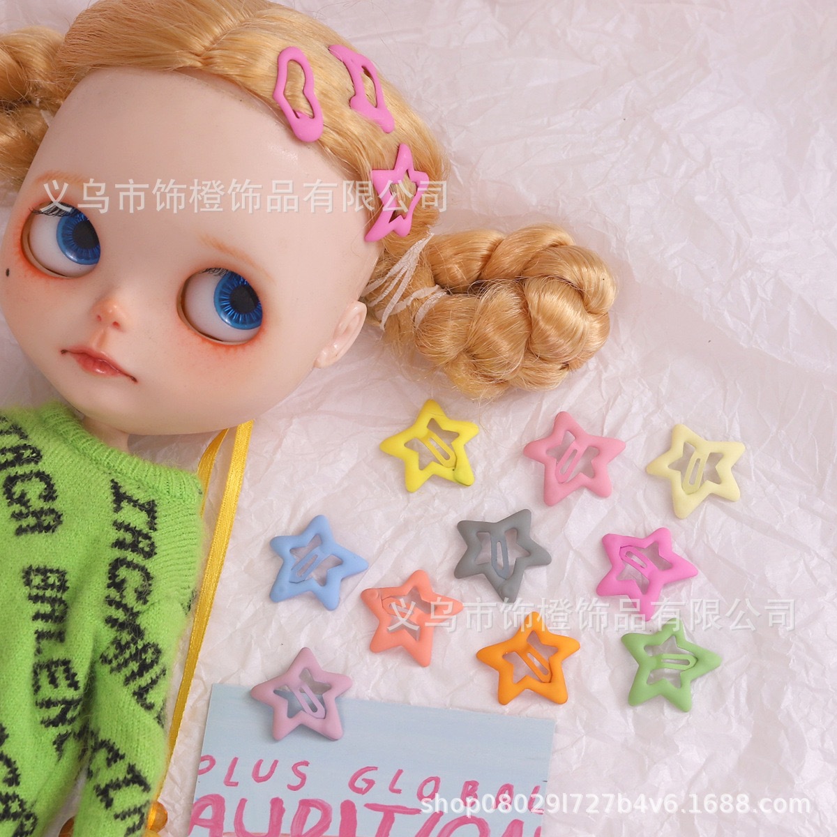 2.5cm Frosted Star Hair Clip Doll Pet Schnauzer Heart Water Drop Bb Clip Kidsren's Broken Hair Bangs Clip