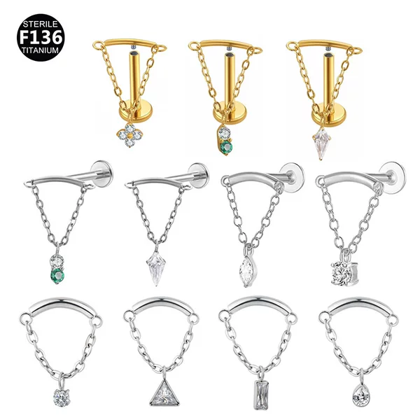 F136 Titanium Alloy Chain Pendant 0.9 Teeth Puncture Jewelry Inner Teeth Earrings Lip Nails Foreign Trade Hot Selling Factory in stock