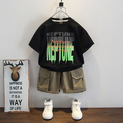 男童夏裝短袖套裝2024新款洋氣兒童夏季韓版童裝男孩酷帥炸街衣服