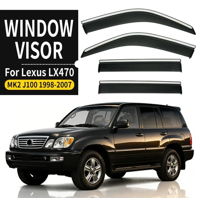 Rain shield – LX500 Window visor - standard-packing-without-logo-lexus-lx470-mk2-j100-1998-2007-pc-bb-with-bright-strip-rain-shield