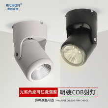 LED射灯天花客厅卧室挂画电视背景照射免开孔可旋转吸顶明装射灯