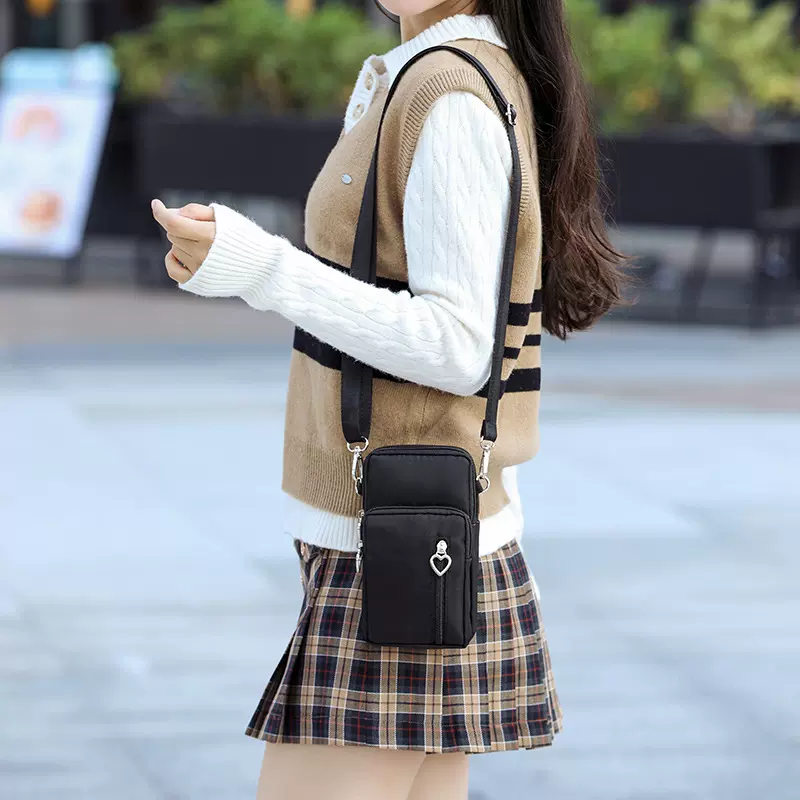 跨境手机包女斜挎2025新款散步迷你小包包放手机布袋夏竖款零钱包