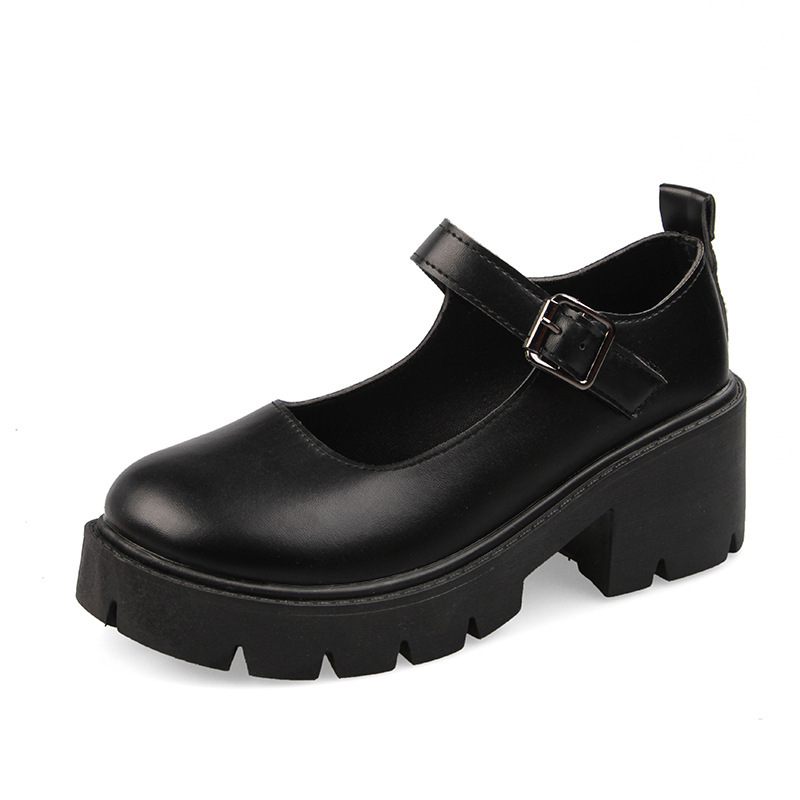 Zapatos de cuero pequeños marizhen blancos mujer otoño 2023 cosplay suela gruesa tacones gruesos zapatos individuales JK