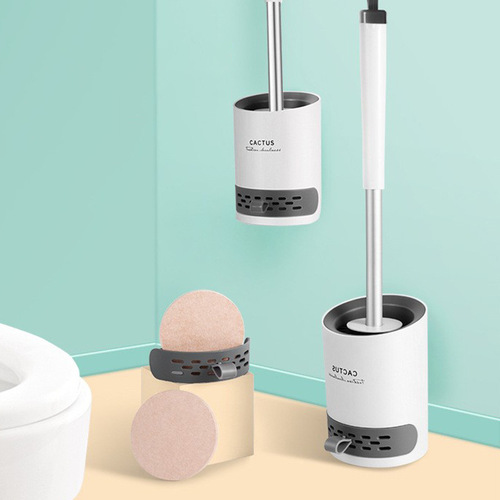 Wall-mounted toilet brush set long handle soft bristle silicone cleaning brush household bathroom no dead angle toilet brush wholesale