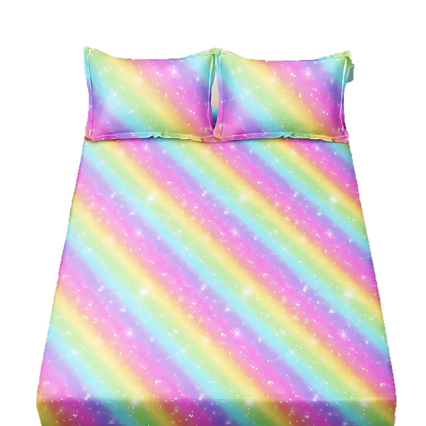 TEMU / JIT transfronterizo textil casero dulce arco iris flash gradiente 3D impresión digital cama kit de ropa de cama