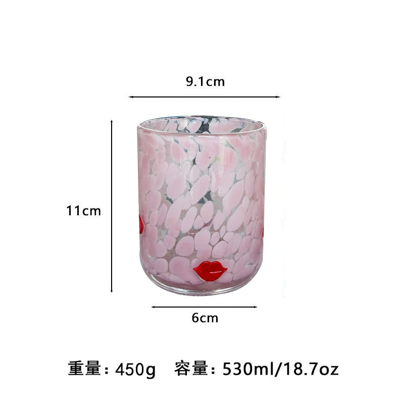 中古人工开口贴片水晶玻璃杯樱桃草莓压花贴片装饰饮品咖啡杯|undefined