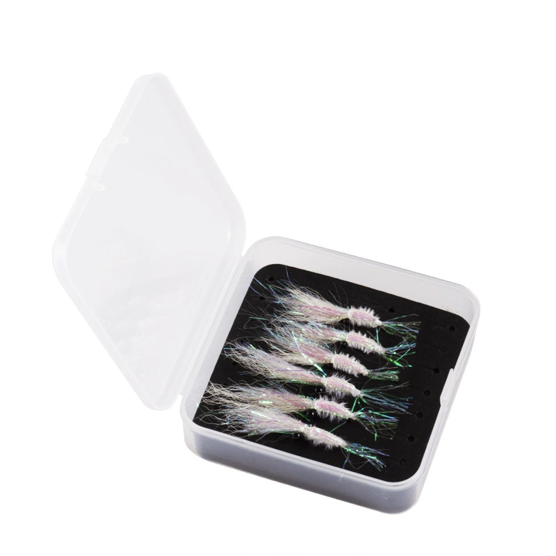 Luya bait fly hook fishing bait color ice silk shrimp fishing horse mouth white stripe green slightly raised mouth fly fishing bait accessories