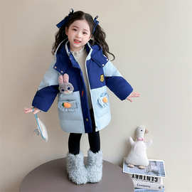 女童羽绒服冬季2025新款儿童兔子警官冬装女宝韩版保暖白鸭绒外套