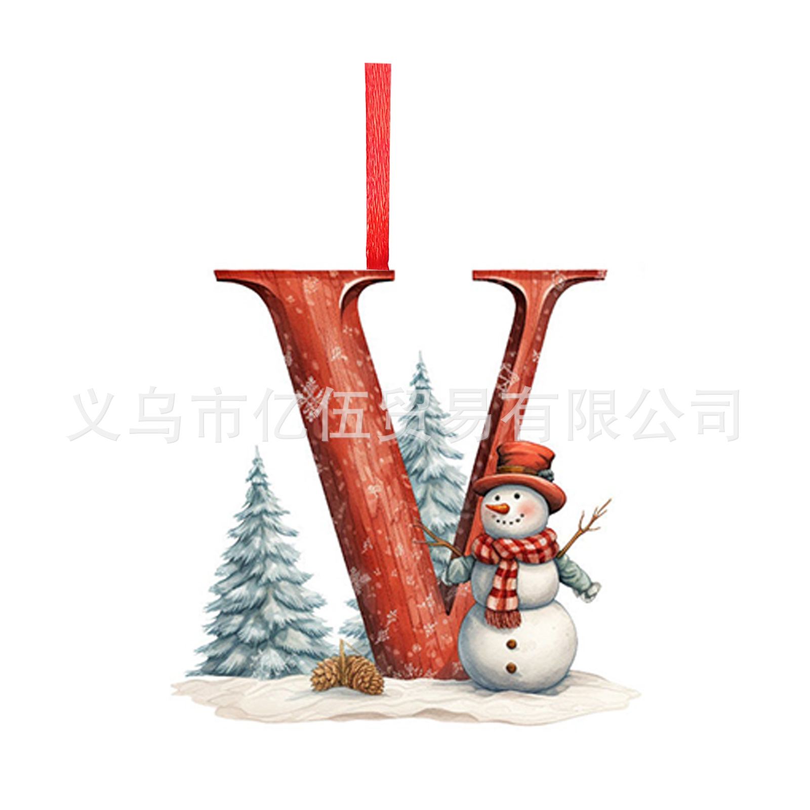 Nuevos productos transfronterizos 26 letras muñeco de nieve bebé colgante de Navidad acrílico plano árbol de Navidad decoración para el hogar colgante image 27