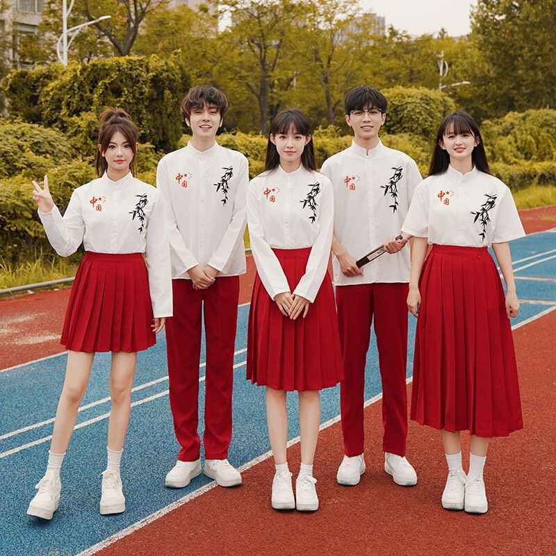 Graduation Class Uniforms, College-Style Suits, Embroidered School Uniforms, Middle and High School Poetry Recitation, Red Song Competition, Chorus Performance Costumes Graduation Class Uniforms, College-Style Suits, Embroidered School Uniforms, Middle and High School Poetry Recitation, Red Song Competition, Chorus Performance Costumes
