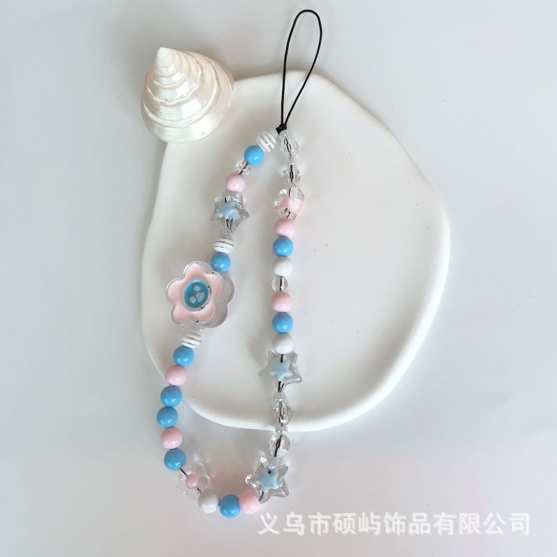 Amazon Venta caliente oso flor arco cuentas Cadena de teléfono móvil con cuentas AB color mariposa anti-perdido Cordón de teléfono móvil