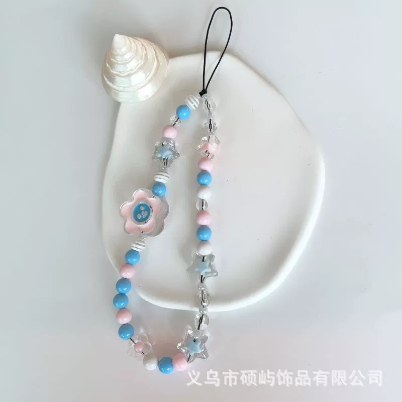 Beads with bow, beaded bracelet, mobile phone, strap, Amazon, with little bears, flowered