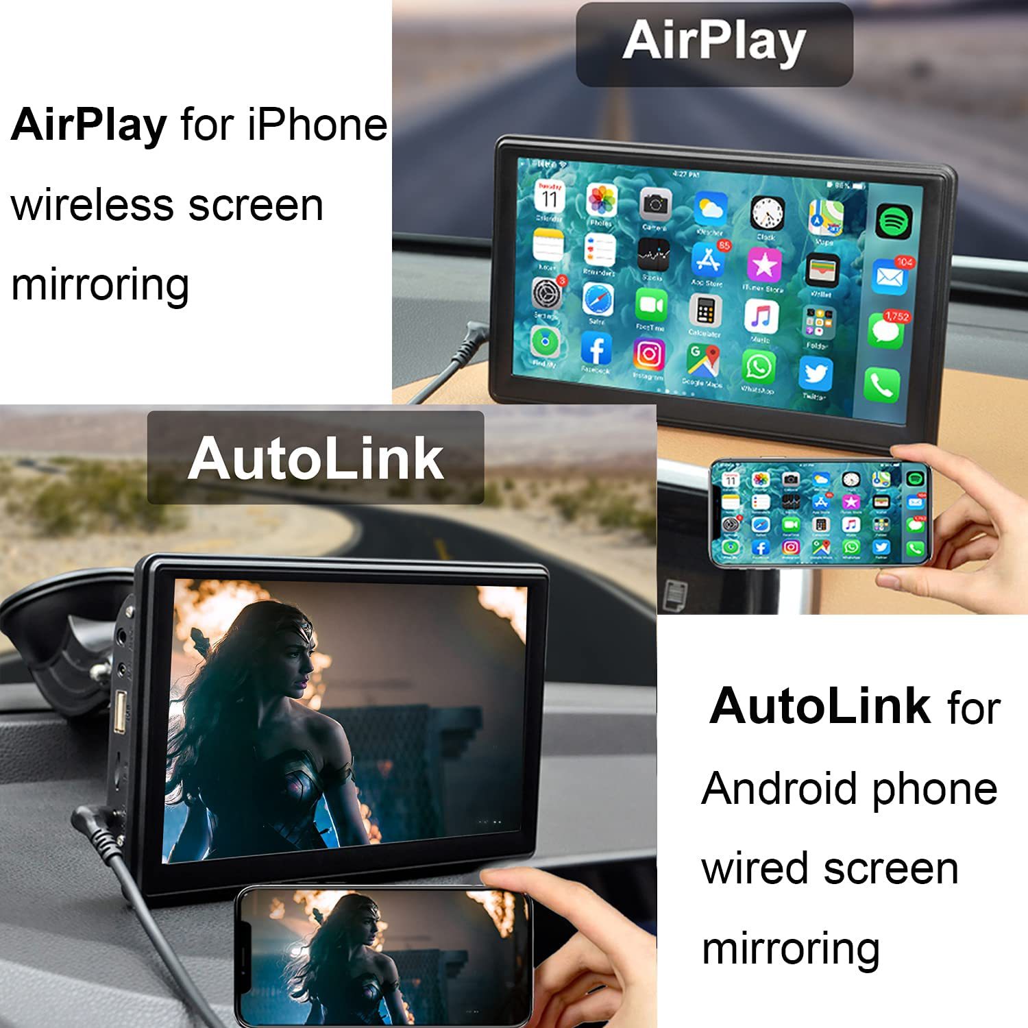 Cross-Border Export Car Smart Screen 7inch Universal Ips Portable Navigation Wireless Carplay Bluetooth Mp5 Car