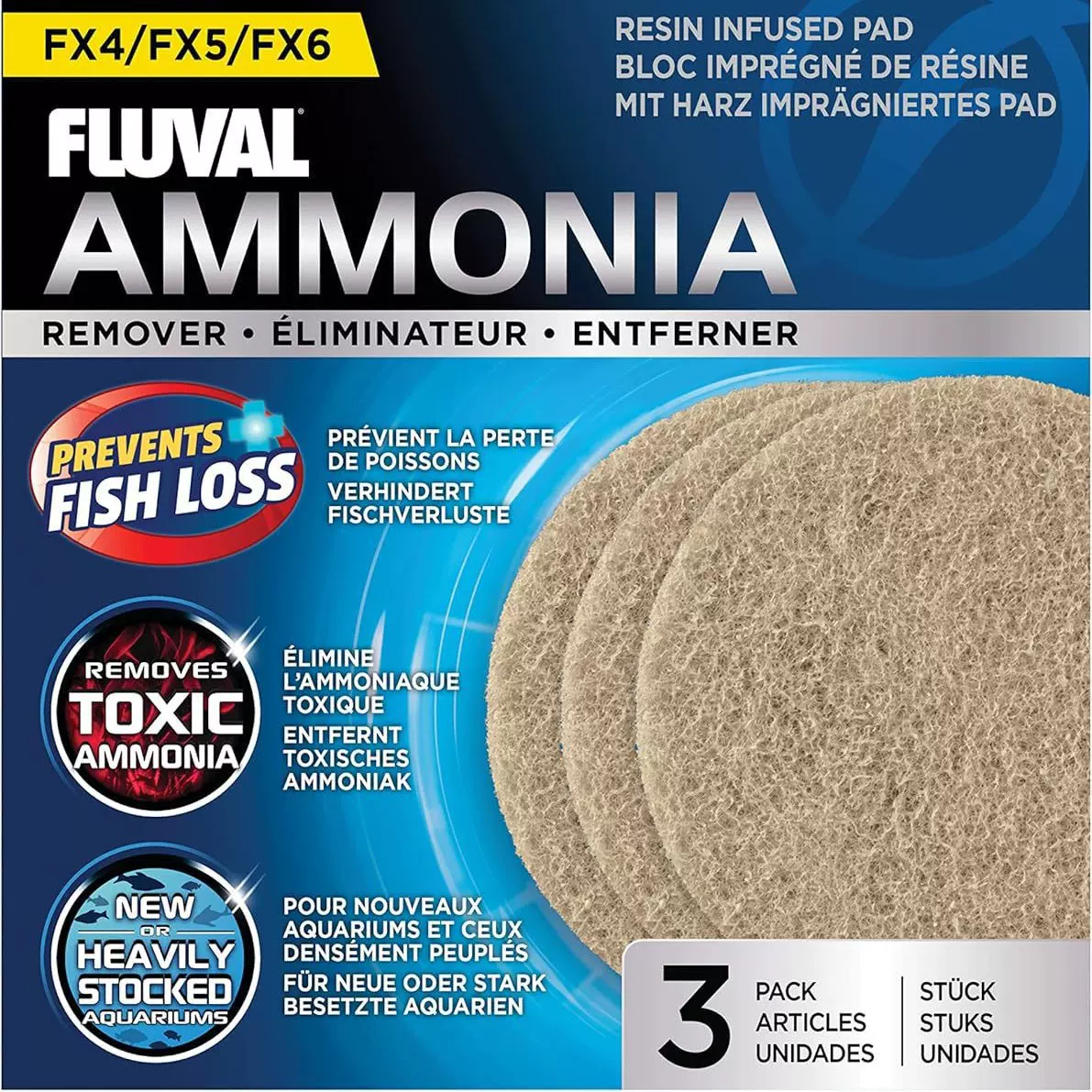 原装 氨去除垫替换水族箱过滤器介质兼容 Fluval Fx4 Fx5 Fx6