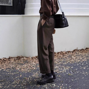 2025 Simple Commuter Wide Leg Retro Simple All-match Commuter Relaxation Sanding Simple Casual Pants Pants