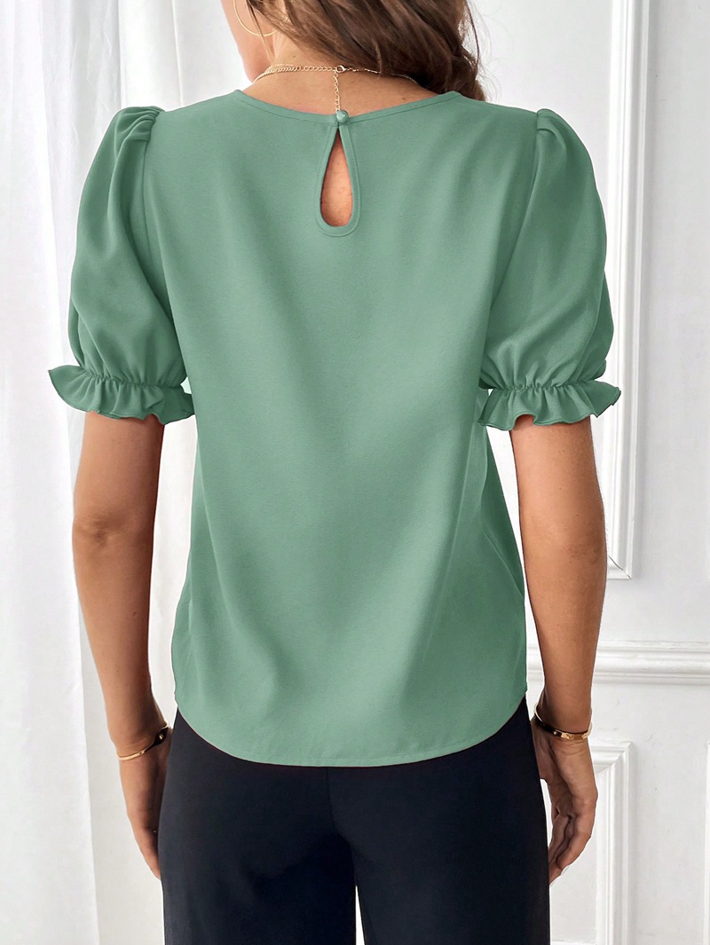 Women's Blouse Short Sleeve Blouses Elegant Streetwear Solid Color display picture 22