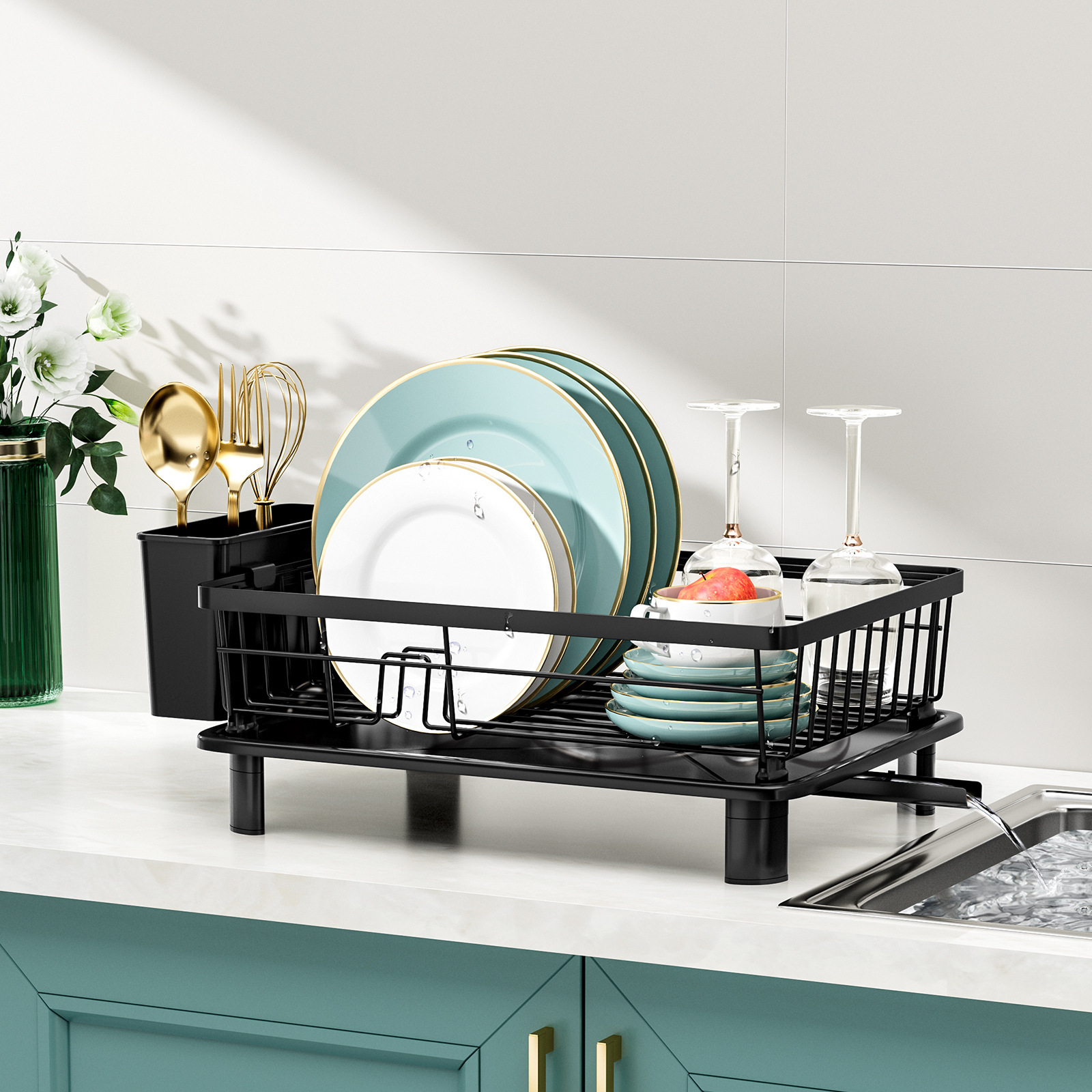 Estante de platos multifuncional doméstico transfronterizo estante de almacenamiento de encimera de cocina fregadero estante de almacenamiento de platos estante de platos