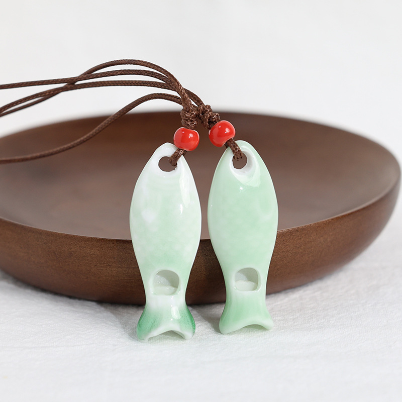 Creative personality koi whistle necklace small fresh ceramic pendant small jewelry couple sweater chain women manufacturers wholesale