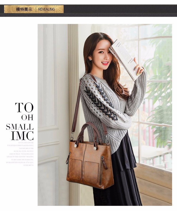 New retro European and American trend women's handbags, single-shoulder bags, crossbody bags, oil-leather cross-border one-piece shipping worldwide undefined