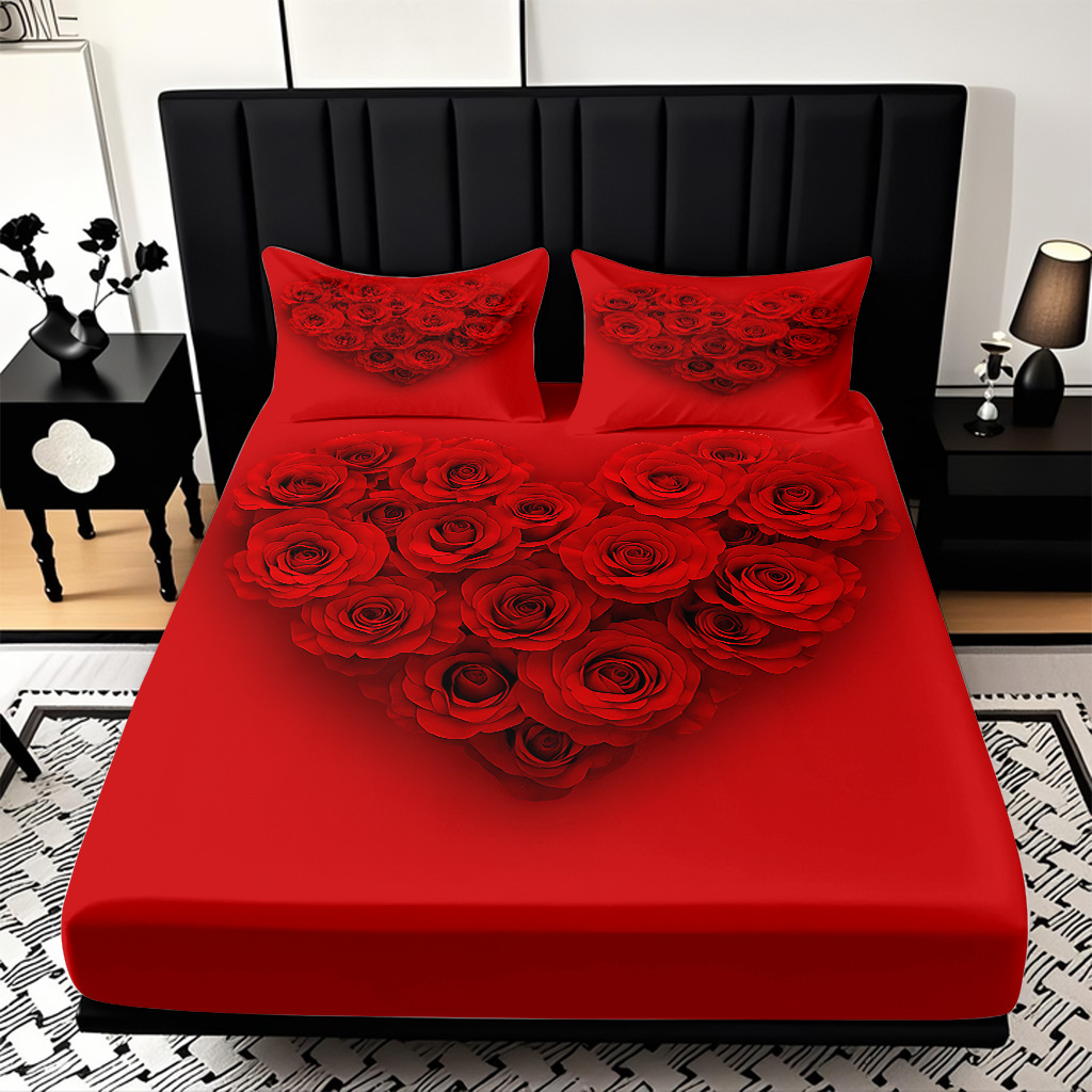 TEMU / JIT serie de flores de rosa multicolor 3D impresión digital set de cama para diseñar el fabricante de la fuente