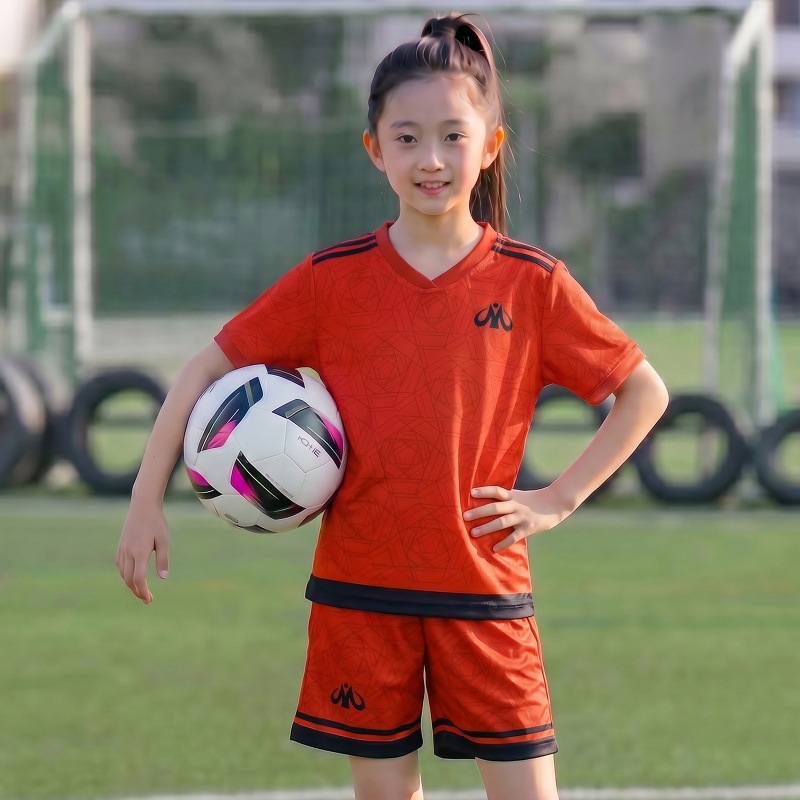 Uniforme de fútbol infantil, pantalones cortos de mangas cortas, niños y niñas, uniformes de entrenamiento de equipos, camisetas, uniformes transpirables image 5