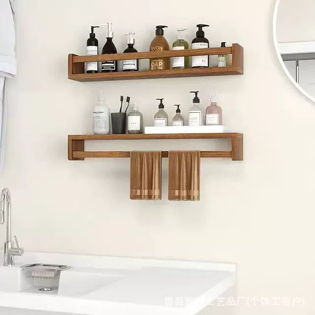 Деревянная кухонная приправа Настенная полка для хранения ванной полотенца Косметическая полка для хранения Гостиная массивная деревянная стенка
