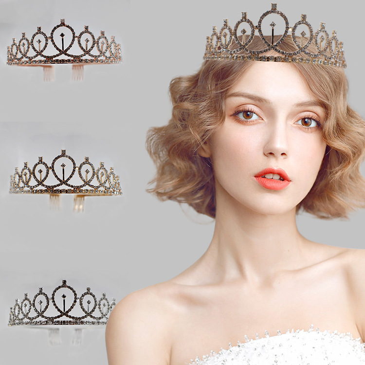 Corona nupcial para novia, tocado de reina, accesorio de fiesta, venta al por mayor, estilo INS, a la moda, para influencers, accesorio para fotos TK