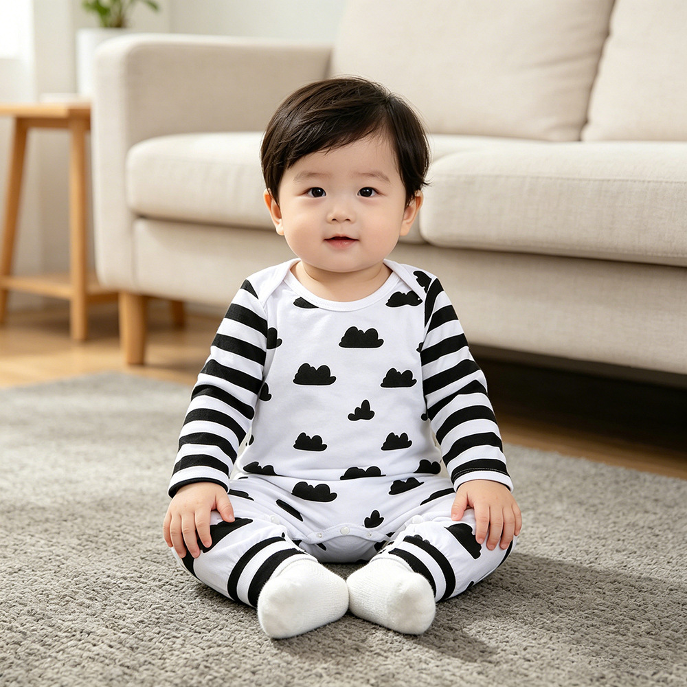 eBay AliExpress cross-border children's clothing INS spring and autumn long sleeve Khayi newborn clothes baby jumpsuit wholesale