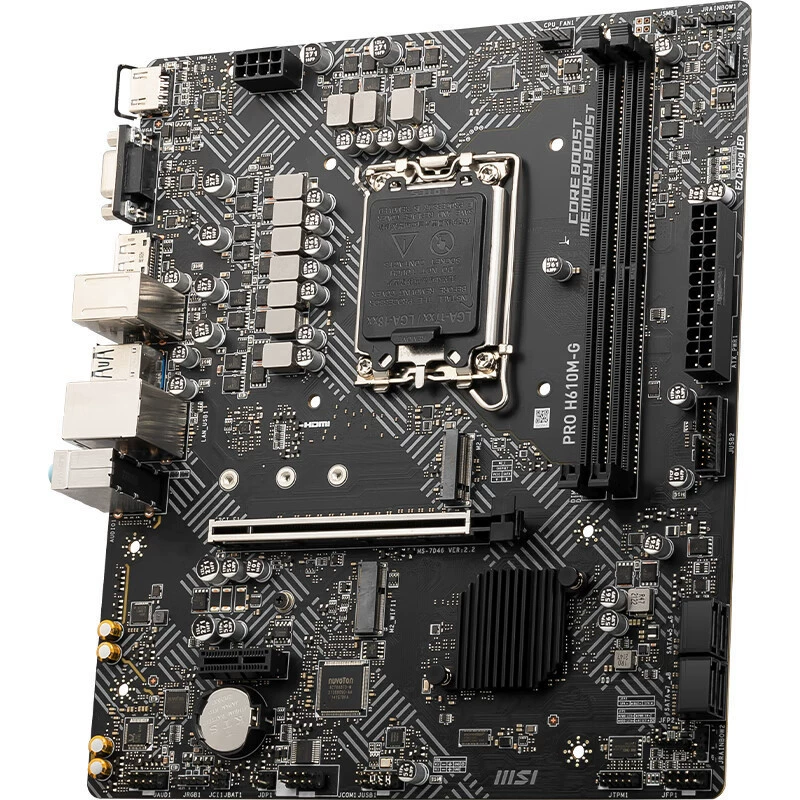 Совместимая материнская плата для компьютера Intel MSI Pro H610M-G DDR5 поддерживает процессоры 12-го/13-го поколения