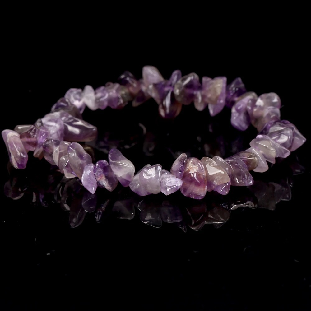 Natürliches Amethyst Perlen Armband Für Damen Elastisch Edelstein_voghion.com