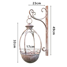 美式铁艺皇冠悬挂吊篮户外庭院做旧阳台花园花盆挂式花架壁挂装饰