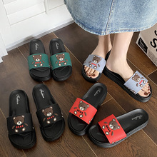 夏季高跟厚底拖鞋女外穿新款可爱卡通小熊增高防滑凉鞋女时尚女鞋